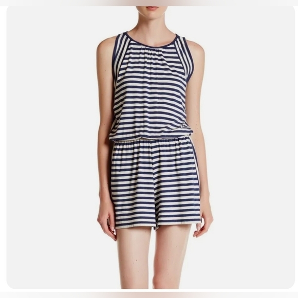 Max Studio Sleeveless Stripe Knit Romper L NWT $98 - Picture 1 of 3